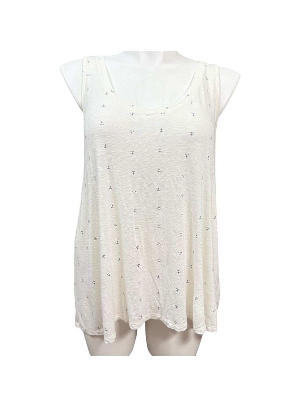 Max Jeans Tank Top Size L‎ White with Anchor Print